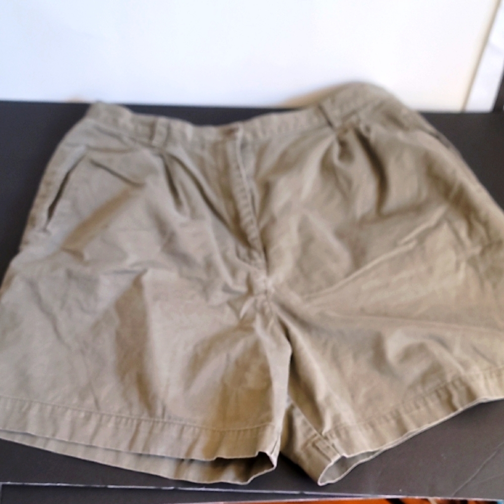 Khaki Bermuda Shorts with Relaxed Fit and Belt Loop Waistband